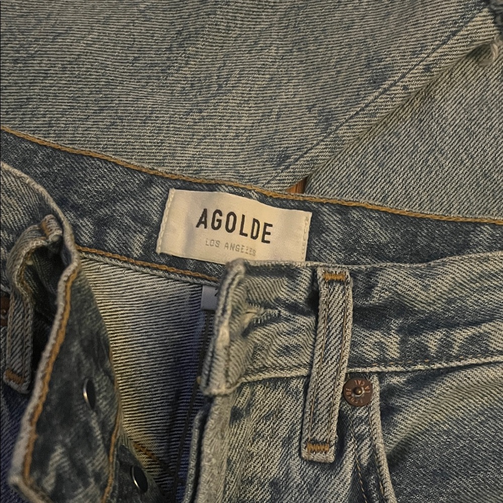 AGOLDE Riley High Rise Straight Crop Jeans - Light Wash